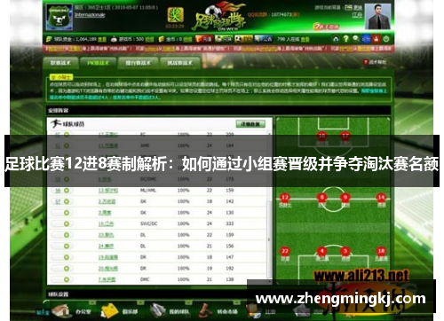 足球比赛12进8赛制解析：如何通过小组赛晋级并争夺淘汰赛名额